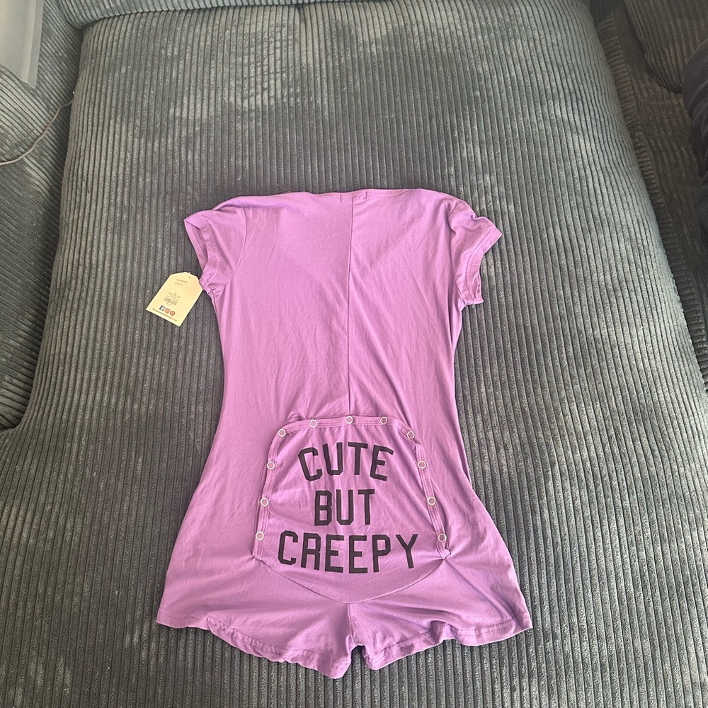 Charlotte Russe Purple 'Cute But Creepy' Pajama Romper